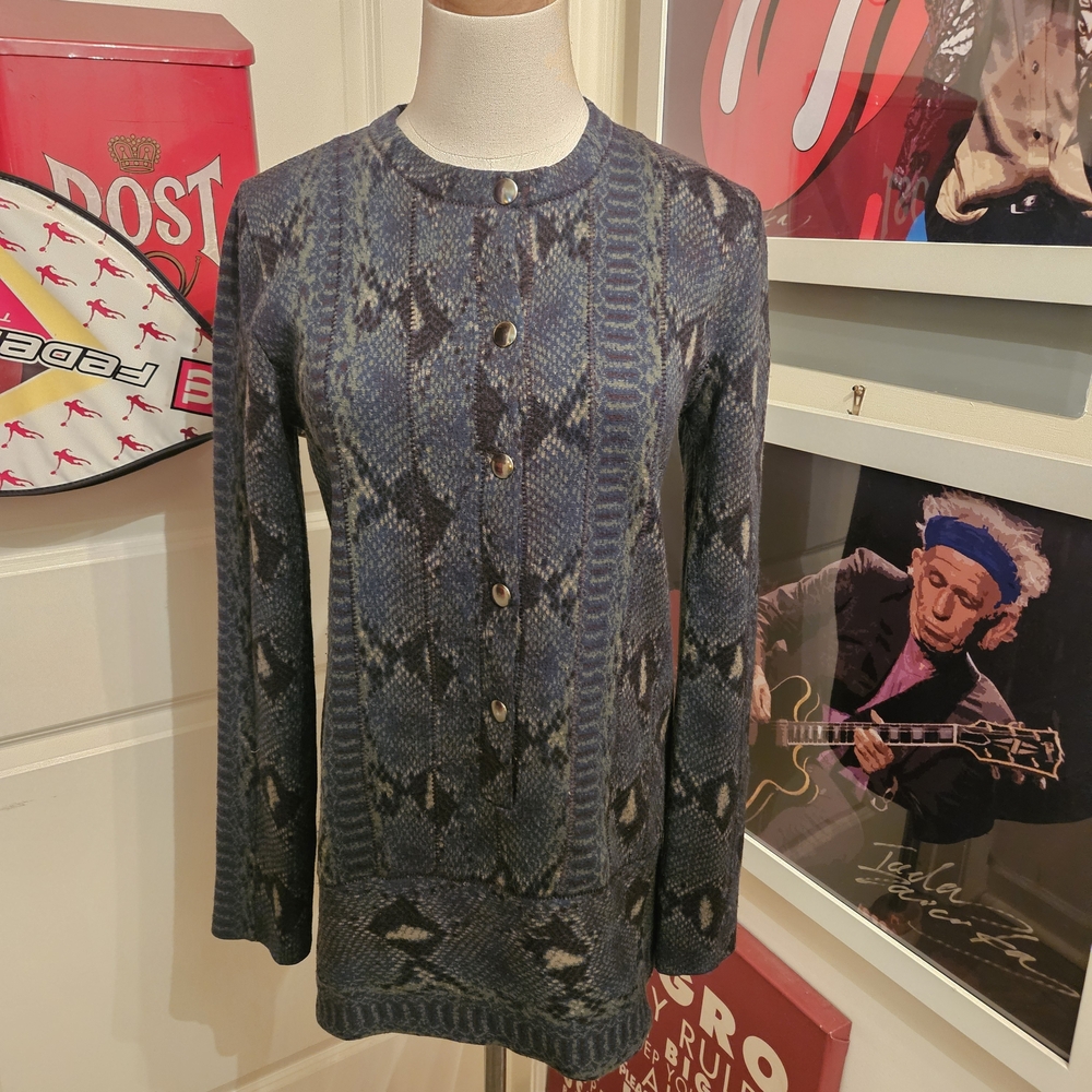 Chloé Vintage Mini Dress In Black Navy and Olive Tones. Runway Piece